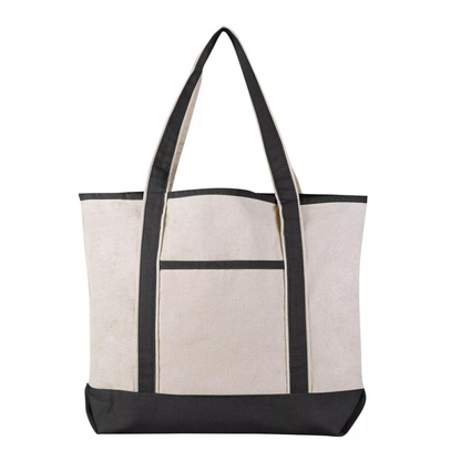 Fashion Canvas Boat Tote Bag Navy Blue Stripe